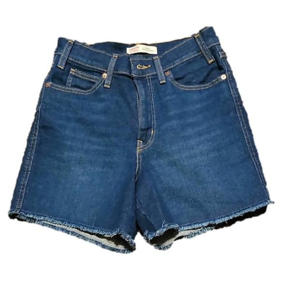 SIGNATURE Levi Strauss Dark Wash High Rise Denim Shorts Size 6 28W - Picture 1 of 8
